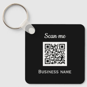 QR Code Business Logo Professional Black Modern Keychain