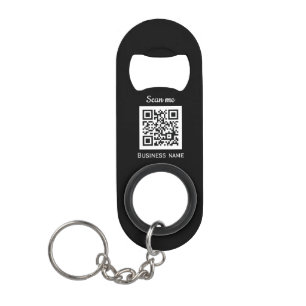 QR Code Business Logo Professional Black Modern Keychain Bottle Opener