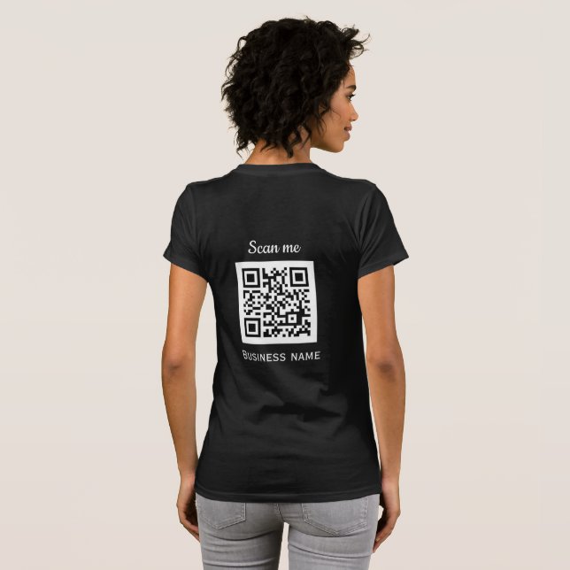 QR Code Business Logo Professional Black Modern T-Shirt (Back Full)