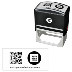 QR Code Business Logo Professional Modern black Self-inking Stamp