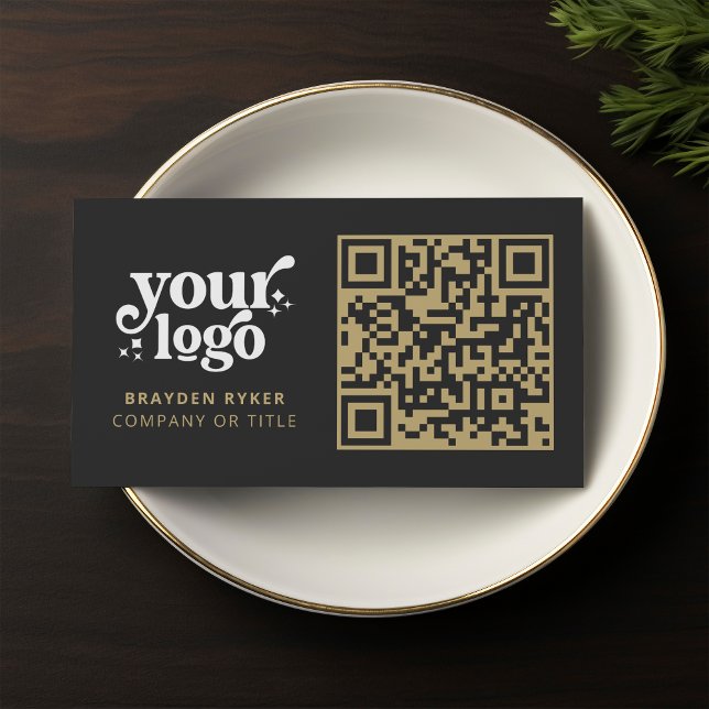 QR Code Business Logo Professional Modern Gold Card (Creator Uploaded)