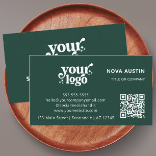 QR Code Business Logo Professional Modern Green Business Card
