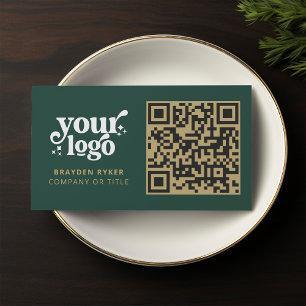 QR Code Business Logo Professional Modern Green Business Card