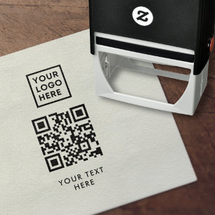 QR Code Business Logo Professional Modern Self-inking Stamp