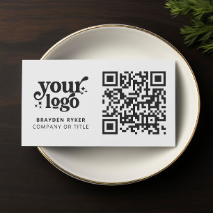 QR Code Business Logo Professional Modern White Card