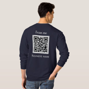 QR Code Business Logo Professional Navy Blue T-Shirt