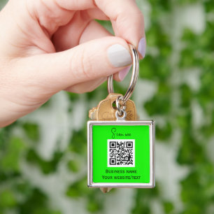 QR Code Business Logo Professional Neon Green Keychain
