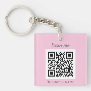 QR Code Business Logo Professional Pink Girly Keychain