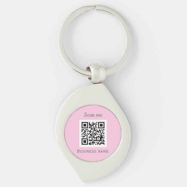 QR Code Business Logo Professional Pink Girly Keychain (Front)