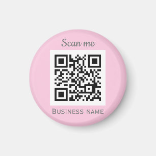 QR Code Business Logo Professional Pink Girly Magnet