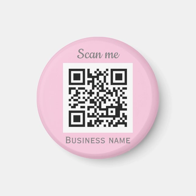 QR Code Business Logo Professional Pink Girly Magnet (Front)