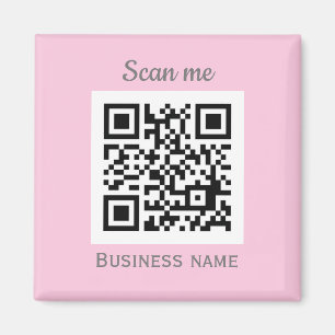 QR Code Business Logo Professional Pink Girly Magnet