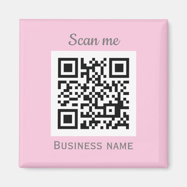 QR Code Business Logo Professional Pink Girly Magnet (Front)