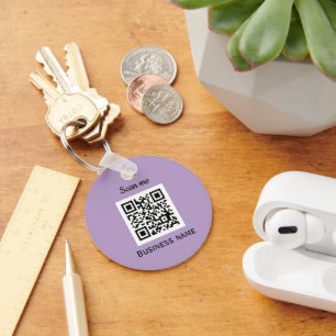 QR Code Business Logo Professional Purple Lilac Keychain