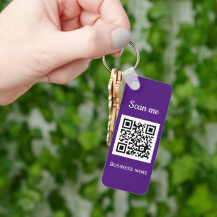 QR Code Business Logo Professional Purple Modern Keychain