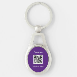 QR Code Business Logo Professional Purple Modern Keychain