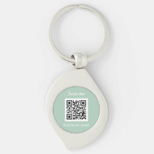 QR Code Business Logo Professional Sage Green Keychain