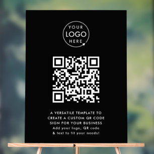 QR Code   Business Logo Professional Simple Black Acrylic Sign