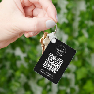 QR Code   Business Logo Professional Simple Black  Keychain