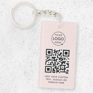QR Code   Business Logo Professional Simple Pink Keychain