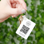 QR Code | Business Logo Professional Simple White  Keychain<br><div class="desc">A simple custom white business QR code keychain template in a modern minimalist style which can be easily updated with your company logo,  QR code and custom text,  eg. scan me to...  #QRcode #logo #keychain #business</div>