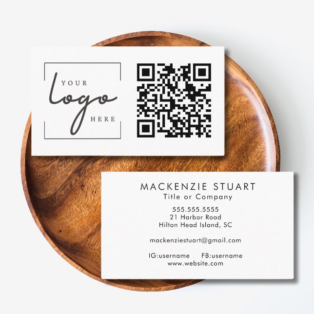 QR Code Business Logo Simple Modern Professional  Business Card (Creator Uploaded)
