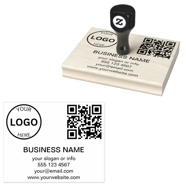 Qr Code Business Logo Simple  Rubber Stamp (Stamped)