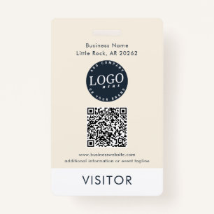 QR Code Business Logo Visitor ID Modern Badge