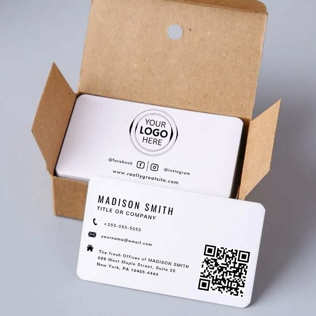 QR Code Business Logo | white Business Card (Creator Uploaded)