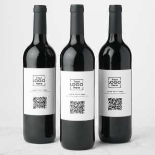 QR Code Business Logo White Corporate Wine Label