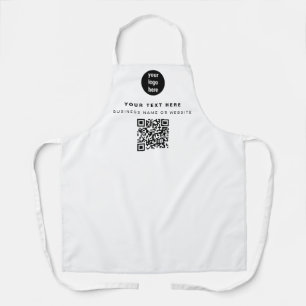 QR Code Business Logo White Minimalist Business  Apron