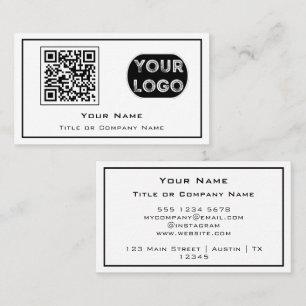 QR Code Business Logo White Minimalist Card