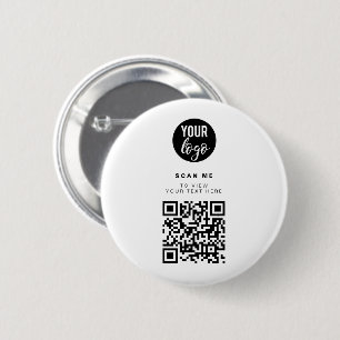 QR Code Business Logo White Minimalist Corporate  2 Inch Round Button