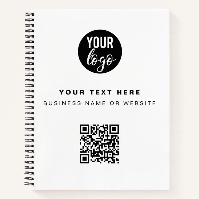 QR Code Business Logo White Minimalist Corporate  Notebook (Front)