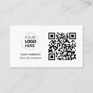 QR Code Business Logo   White Modern Professional Card
