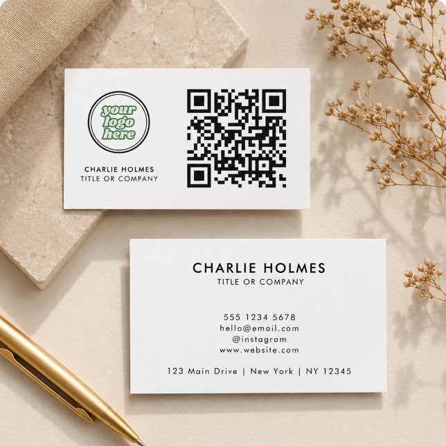 QR Code Business Logo | white Modern Professional  Card (QR Code Business Logo | white Modern Professional Card)