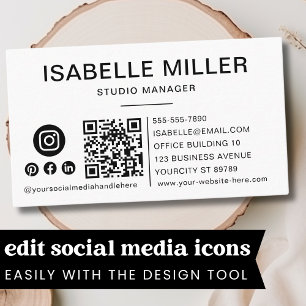 QR Code Business Logo White Modern Professional  Card