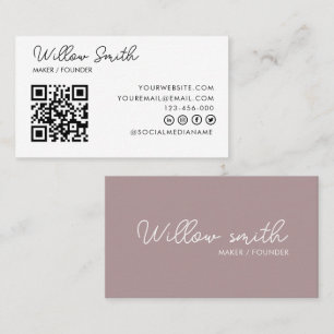 QR Code Business Logo   White Modern Professional  Card