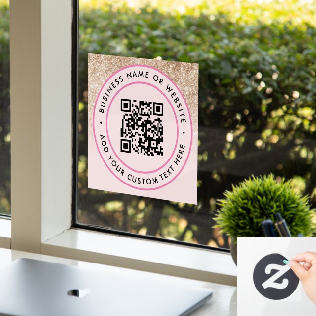 QR Code | Business Minimal Scannable Round Window Cling (Office)