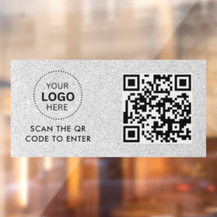 QR Code   Business Minimal Scannable Round Window Cling