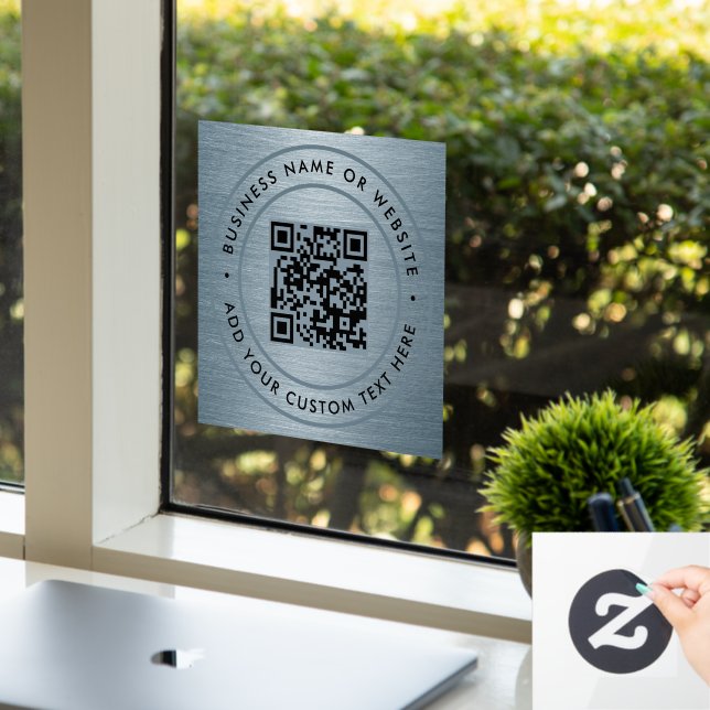 QR Code | Business Minimal Scannable Round Window Cling (Office)
