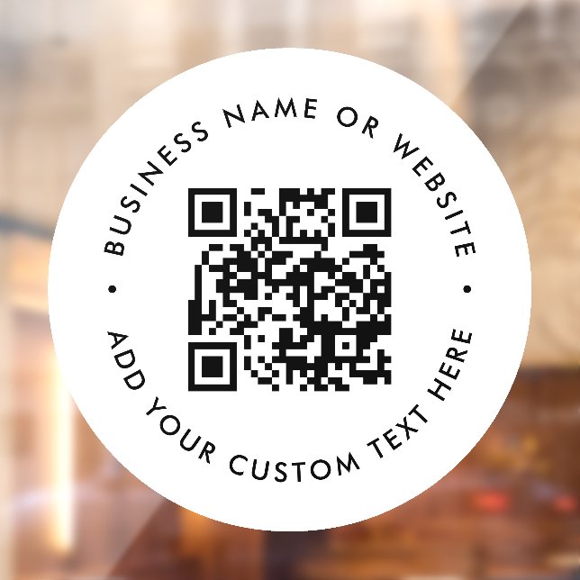QR Code | Business Minimal White Scannable Round Window Cling (Sheet 2)