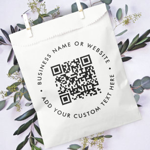QR Code Business Minimalist Clean Simple White Favour Bag