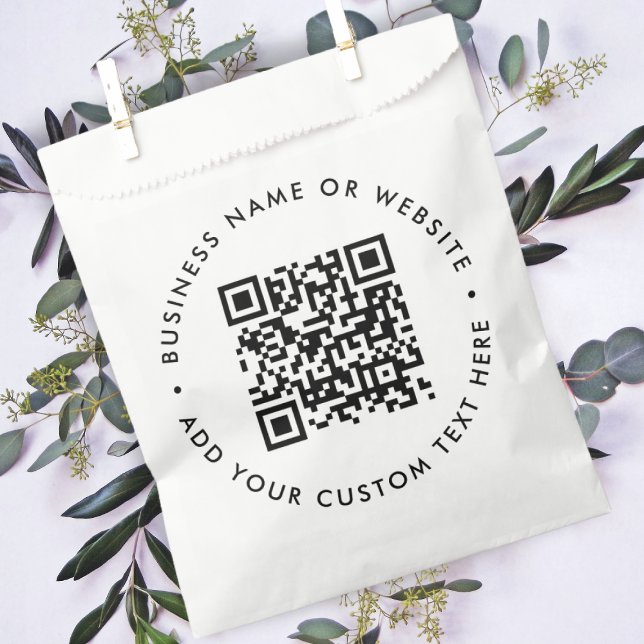 QR Code | Business Minimalist Clean Simple White Favour Bag (Creator Uploaded)