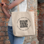 QR Code | Business Modern Minimal Scan Me Tote Bag<br><div class="desc">A simple custom QR code tote bag template in a modern minimalist style which can be easily updated with your QR code,  business name or website and custom text,  eg. scan me to...  #QRcode #tote #business</div>