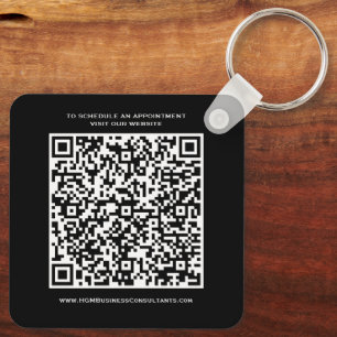 QR Code Business Monogram Logo Black Red White Keychain