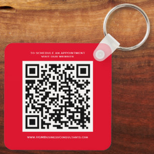 QR Code Business Monogram Logo Red Black White Keychain