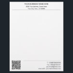 QR Code Business Name Address Company Letterhead<br><div class="desc">Your Colours - Simple Personalized Business Office Letterhead with QR code - Add Your QR code - Image or Logo - Photo / Business Name - Company / Address - Contact Information - Resize and move or remove and add elements / image / text with customization tool. Choose / add...</div>