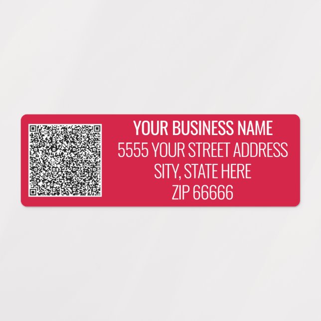 QR Code Business Name Address Labels - Your Colour (Design 1)