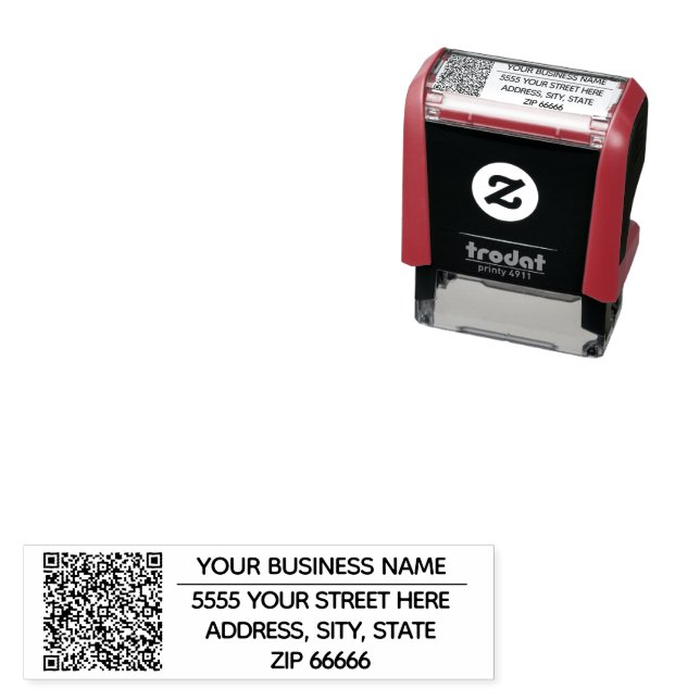 QR Code Business Name Address Self-inking Stamp (In Situ)